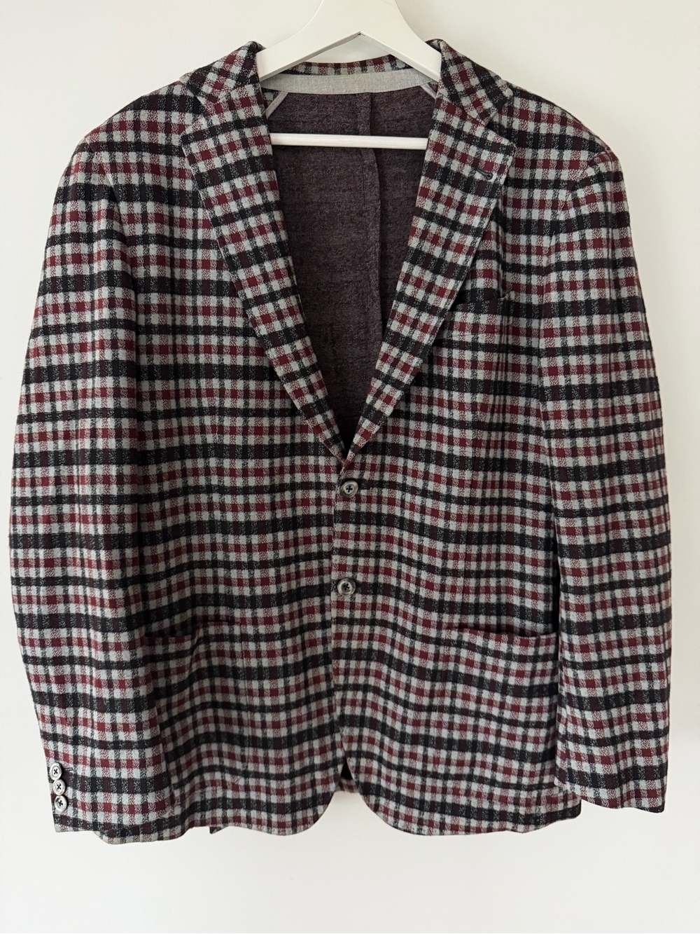 Tombolini Check Blazer Wool Cotton Blend 52R 52 Large